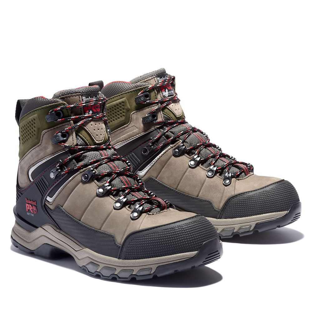 Timberland Μποτακια Εργασίας Ανδρικα Ελιά/Μαυρα - Pro® Hypercharge Trd Waterproof Soft-Toe - Greece